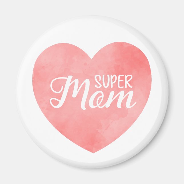 Imán Día internacional de la madre, corazón rosa super  (Frente)