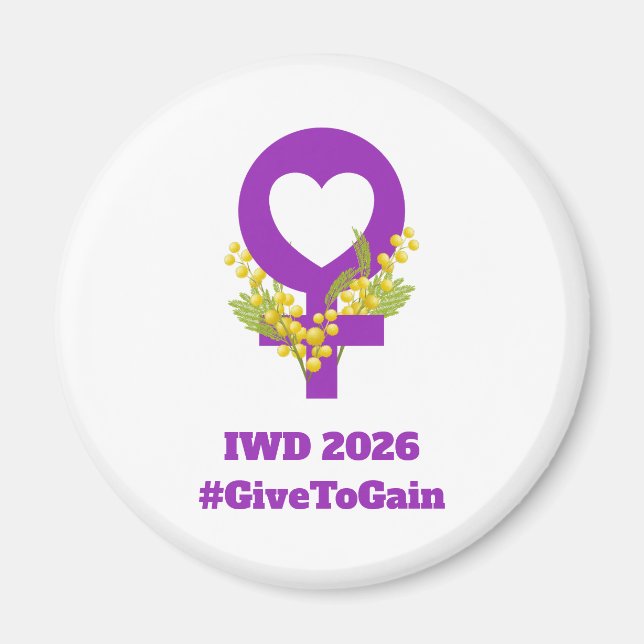 Imán Día Internacional de la Mujer 2026 IWD Dar para Ga (Frente)