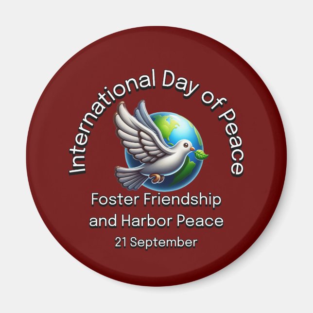 Imán Día Internacional de la Paz. Fomentar la amistad. (Frente)