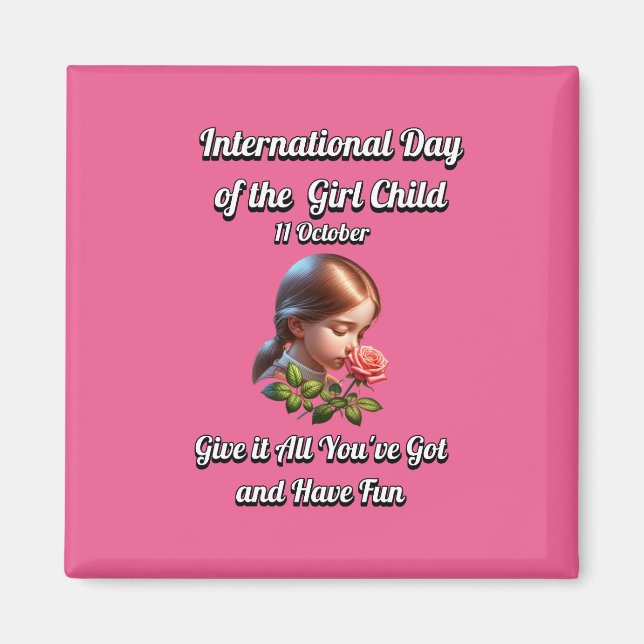 Imán Día Internacional del Chica. Diversión (Frente)