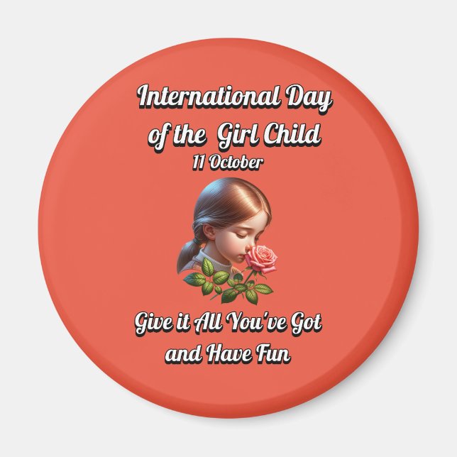 Imán Día Internacional del Chica. Diversión (Frente)