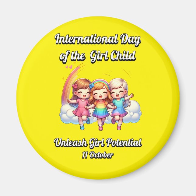 Imán Día Internacional del Chica. Potencial chica. (Frente)