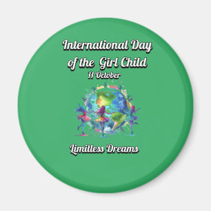 Imán Día Internacional del Chica. Sueños ilimitados.