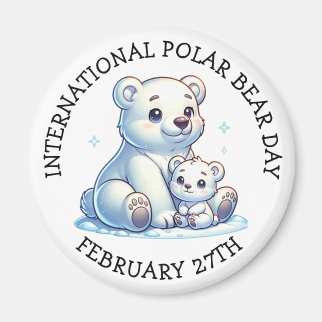 Imán Día Internacional del Oso Polar - 27 de febrero (Frente)