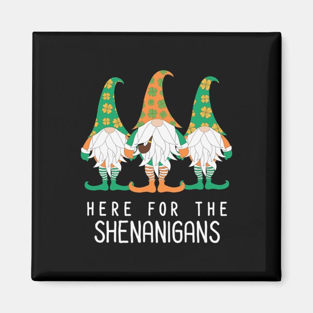 Imán Día irlandés de St Patrick Gnome Shenanigan Leprec (Frente)