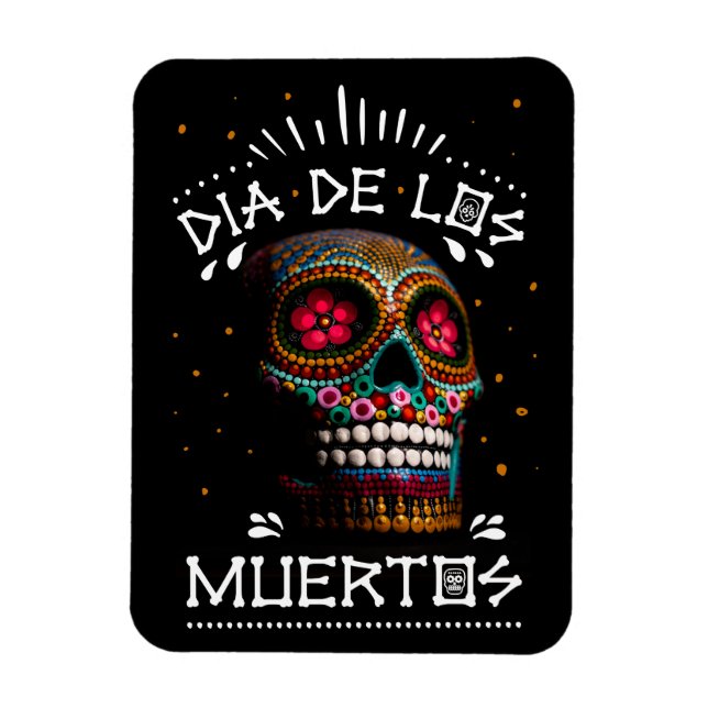 Imán Dia mexicana del arte de la muerte del esqueleto m (Vertical)