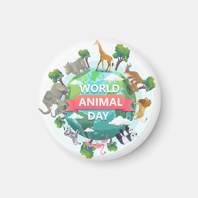 Imán Día Mundial de los Animales (Frente)
