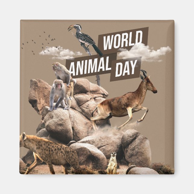Imán Día Mundial de los Animales (Frente)
