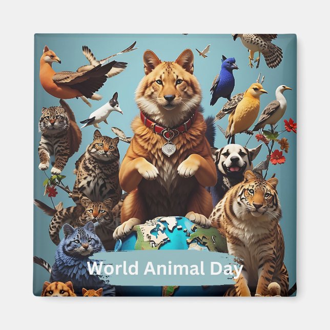 Imán Día Mundial de los Animales (Frente)