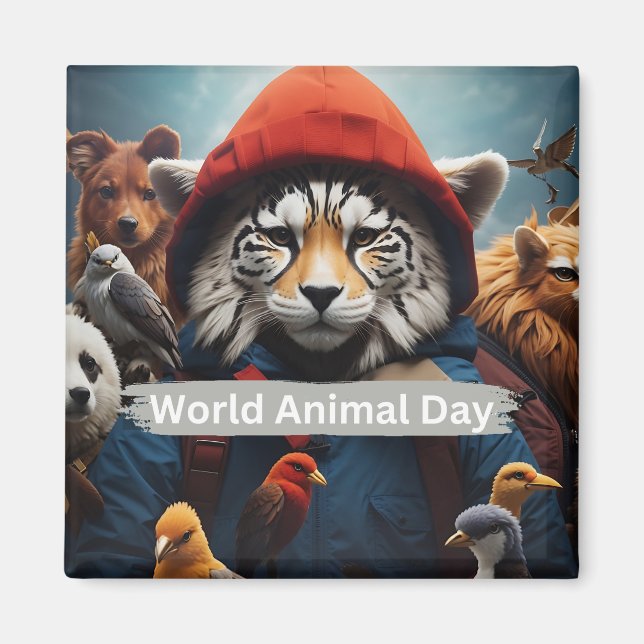 Imán Día Mundial de los Animales (Frente)