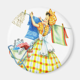 Imán Día retro del lavadero del kitsch de las mujeres