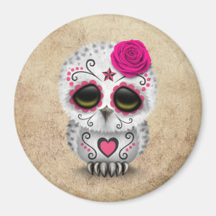 Imán Día rosado lindo del búho muerto del cráneo del