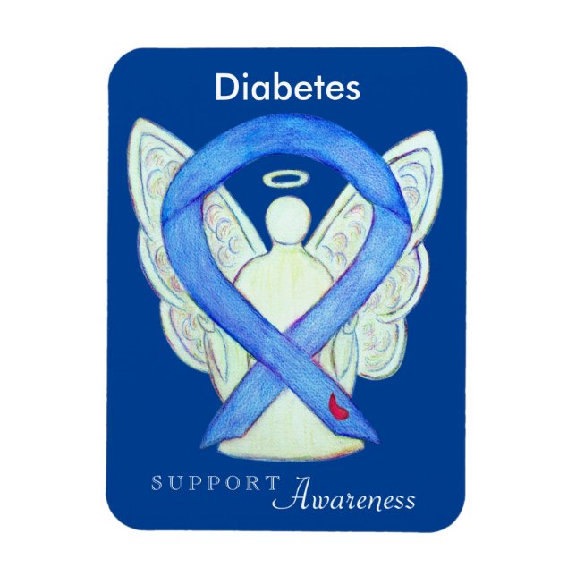 Imán Diabetes Conciencia Cinta Angel Art Fridge Magnet (Vertical)