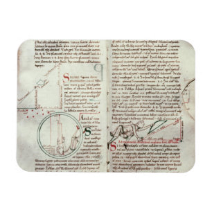 Imán Diagramas de las medidas y del texto (vitela)