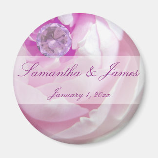 Imán Diamante en una Rosa Personalizada de Boda