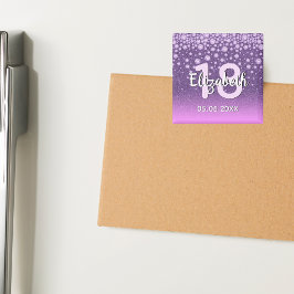 Imán diamantes de la fiesta de 18 años purpurina rosa m