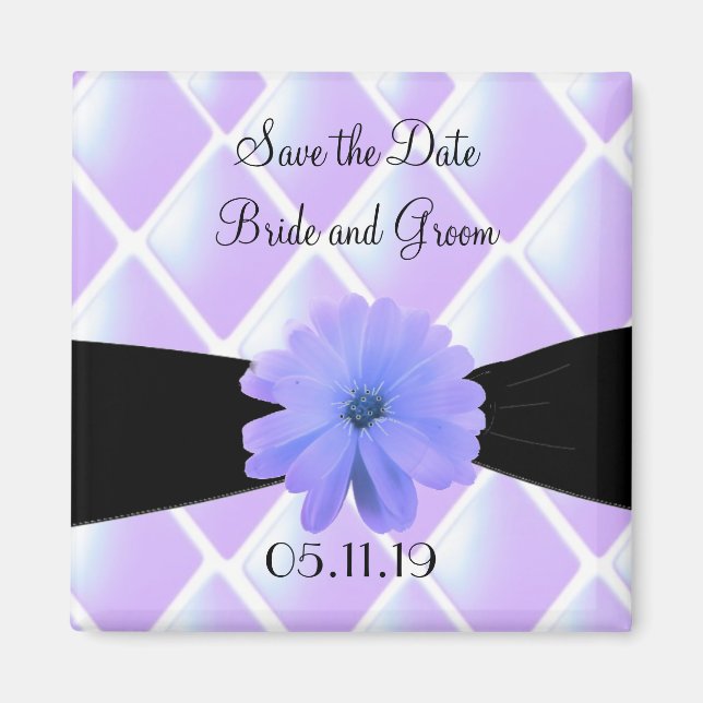 Imán Diamantes morados y flores (Frente)