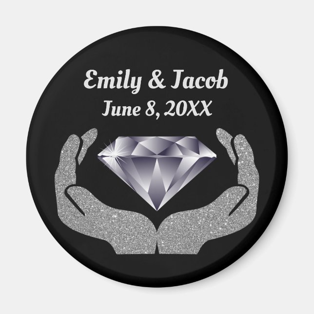 Imán Diamond Hands Boda Magnet (Frente)