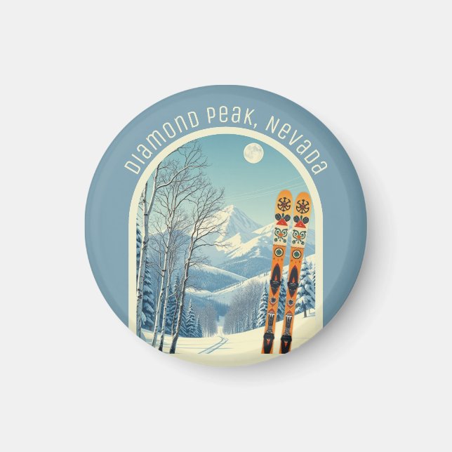 Imán Diamond Peak Nevada Lake Tahoe ski souvenir  (Frente)