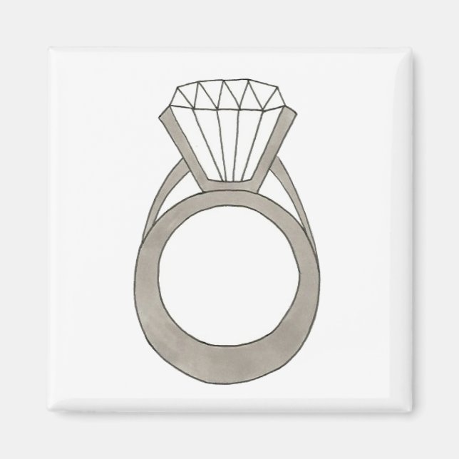Imán Diamond Ring Wedding Bride Bridal Shower Magnet (Frente)