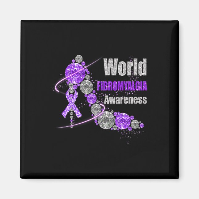 Imán Diamond Shoes World Fibromyalgia Awareness Warrior (Frente)