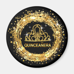 Imán Diamond Tiara Quinceanera Purpurina Confetti   oro