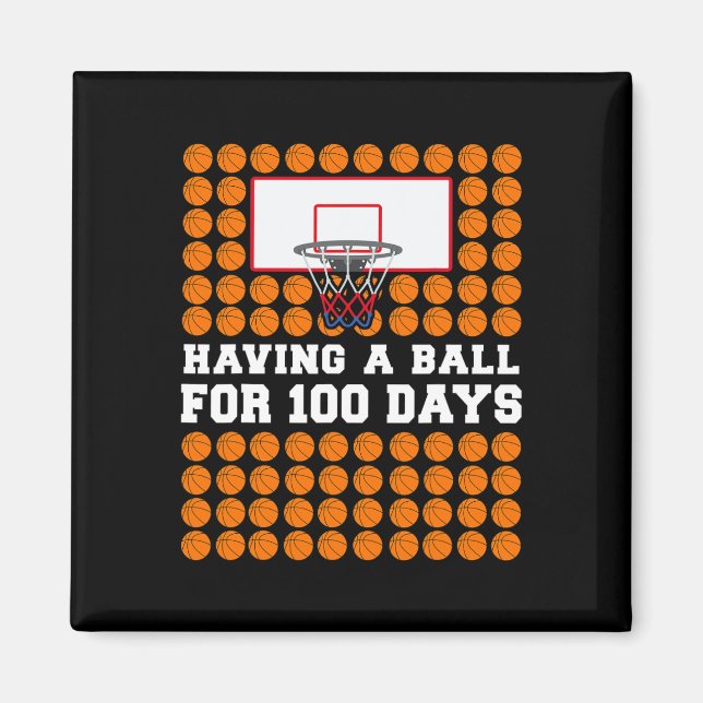 Imán Días de la escuela de baloncesto Balls 100 días re (Frente)