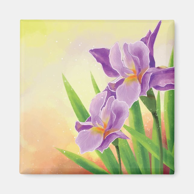 Imán Dibujar mano Flor Iris (Frente)