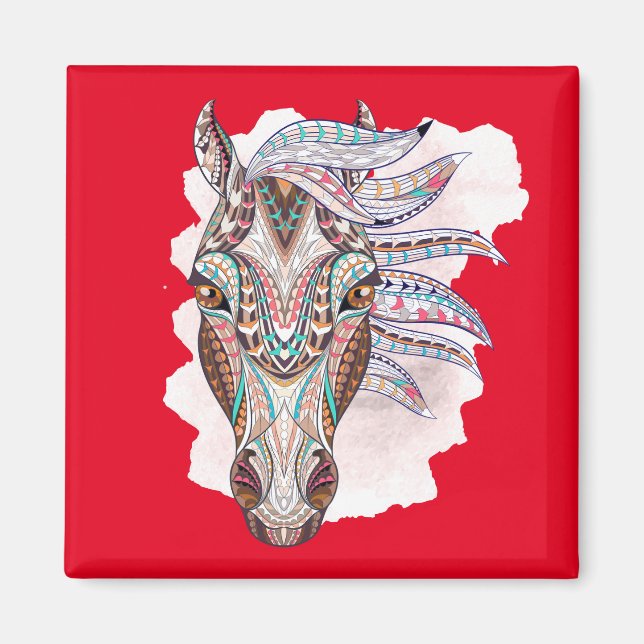 Imán Dibujo abstracto de un caballo (Frente)