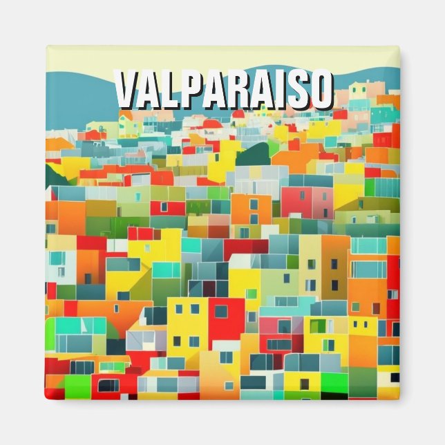 Imán Dibujo abstracto de Valparaiso Chile (Frente)
