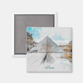 Imán Dibujo acuarela del Louvre París, Francia