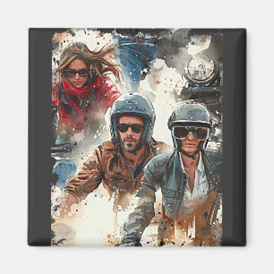 Imán Dibujo acuarela MotoBikers