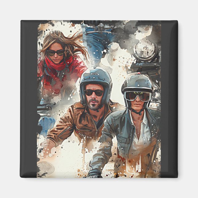 Imán Dibujo acuarela MotoBikers (Frente)
