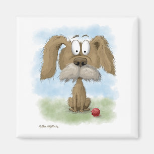 Imán Dibujo animado adorable de un perro desaliñado