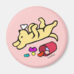 Imán Dibujo animado amarillo divertido de Labrador