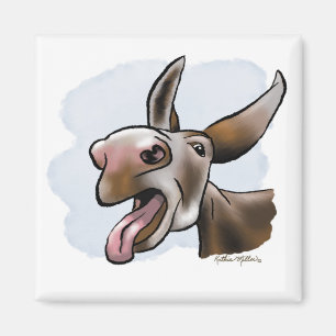 Imán Dibujo animado de burro loco divertido