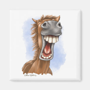 Imán Dibujo Animado de Caballo Riéndose Divertido
