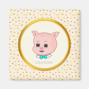 Imán Dibujo Animado de Cerdo Adorable
