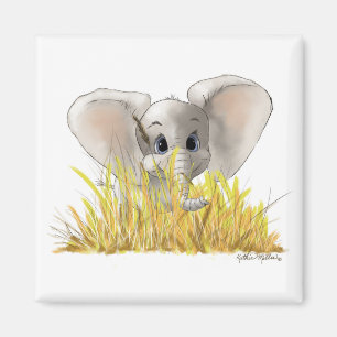 Imán Dibujo animado de elefante bebé dulce
