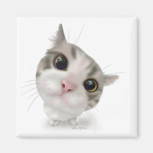 Imán Dibujo animado de gatito atigrado lindo
