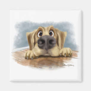Imán Dibujo animado de Golden Retriever lindo