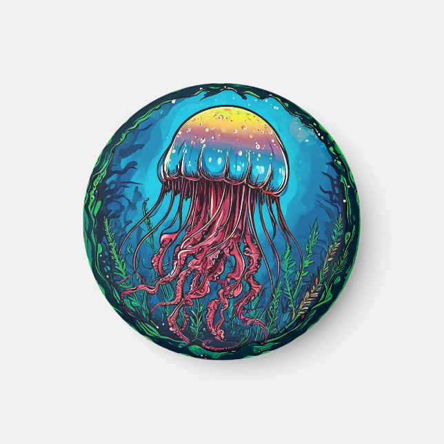 Imán Dibujo animado de medusa (Frente)