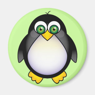 Imán Dibujo animado de ojos verdes del pingüino