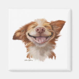 Imán Dibujo animado de perro con gran sonrisa