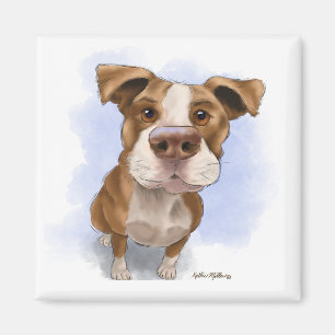 Imán Dibujo animado de Pit Bull lindo