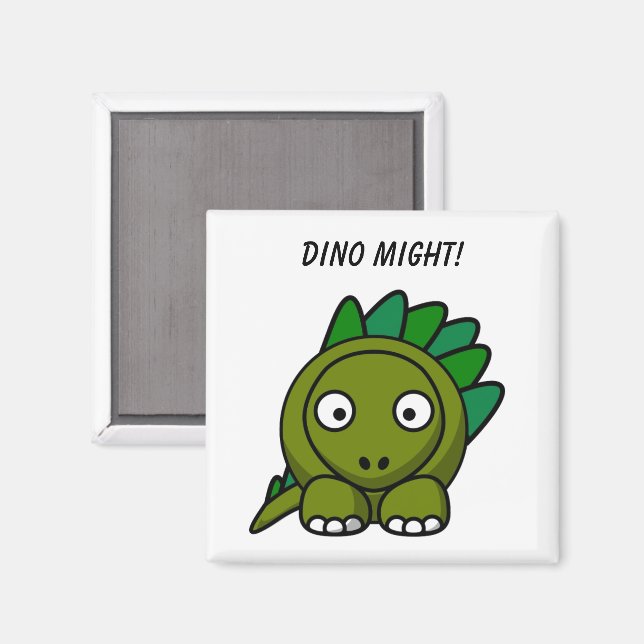 Imán Dibujo animado de Stegosaurus verde lindo con dive (Anverso/Reverso)