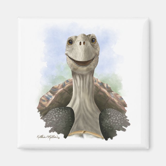 Imán Dibujo animado de tortuga divertida (Frente)
