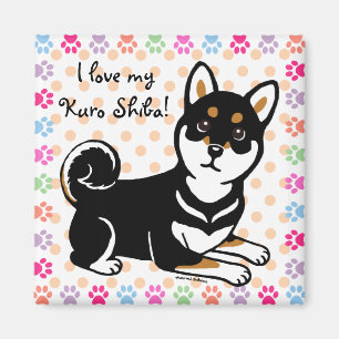 Imán Dibujo animado del perro de Kuro Shiba Inu