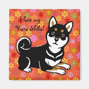 Imán Dibujo animado del perro de Kuro Shiba Inu
