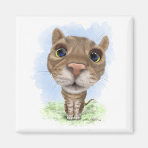 Imán Dibujo animado divertido de gato atigrado